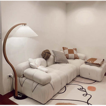 Modern Minimalist Fabric Shade LED Floor Lamp – Beige, 12W