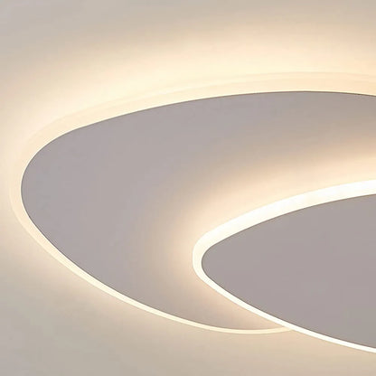 Modern Oval LED Flush Ceiling Light – White Acrylic & Metal Design