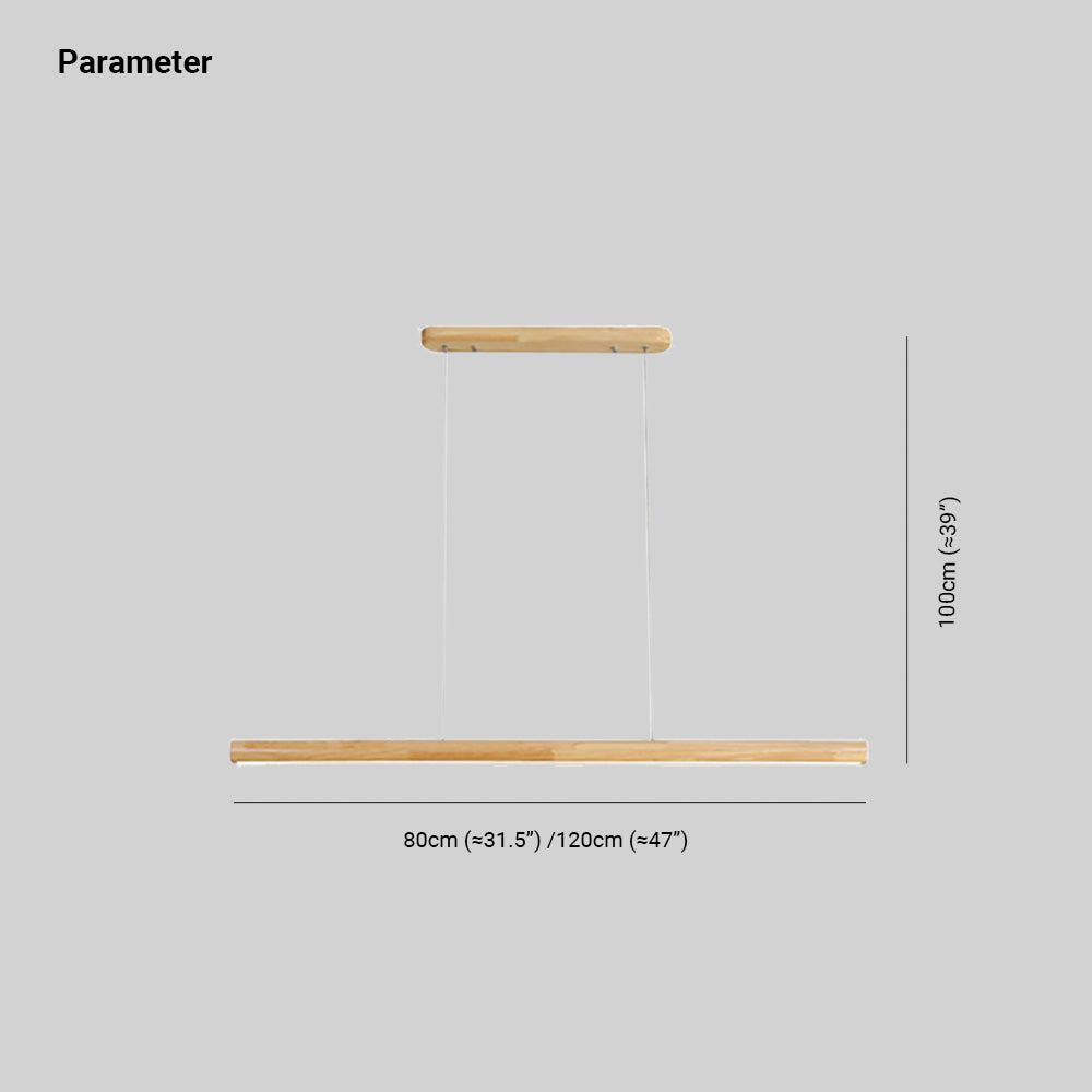 Scandinavian Wood Linear Pendant Light With Warm LED Glow