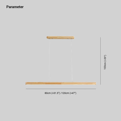 Scandinavian Wood Linear Pendant Light With Warm LED Glow