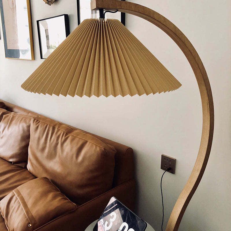 Modern Minimalist Fabric Shade LED Floor Lamp – Beige, 12W