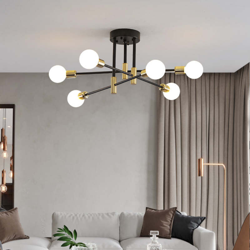 Valentina Retro Satellite Metal Ceiling Light – Black/Gold, 4/6/8 Heads