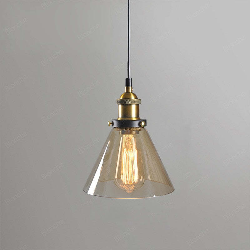 Industrial Glass Pendant Light – Adjustable Hanging Ceiling Lamp (E27)