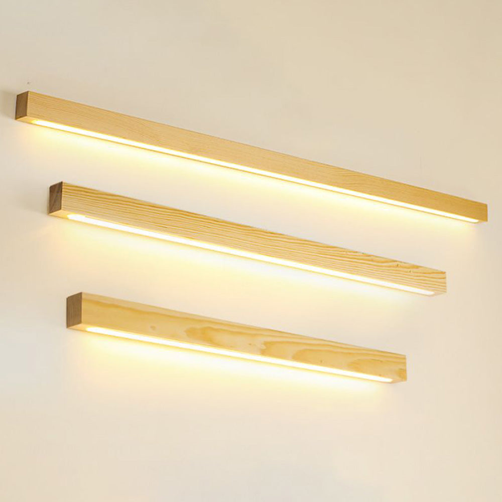 Natural Wood Linear Wall Lamp For Warm Ambience