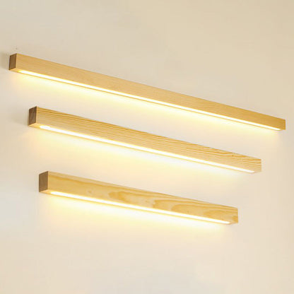 Natural Wood Linear Wall Lamp For Warm Ambience