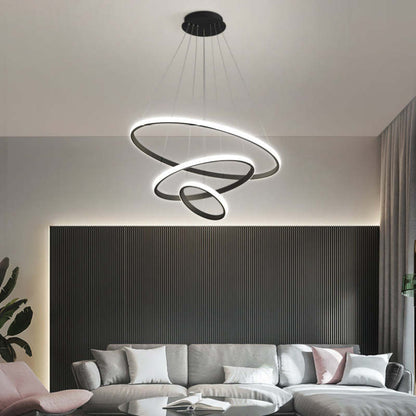 Arisha Modern Ring Pendant Light – Metal & Silicon, 2/3/4 Rings