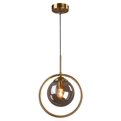 Hailie Luxury Global Glass Pendant Light – Metal Ring, LED