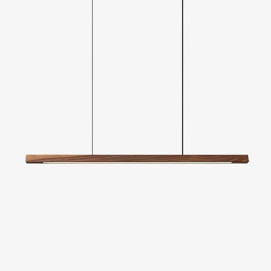 Scandinavian Wood Linear Pendant Light With Warm LED Glow