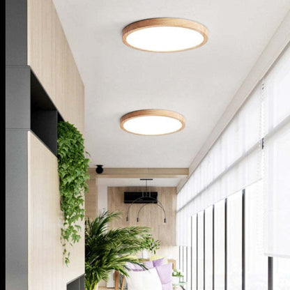 Ozawa Modern Wood Round Flush Mount Ceiling Light – 4 Sizes