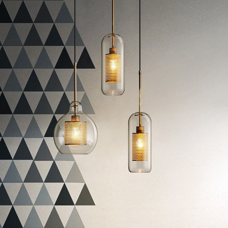 Gold Pendant Light With Glass Shade Soft Glow