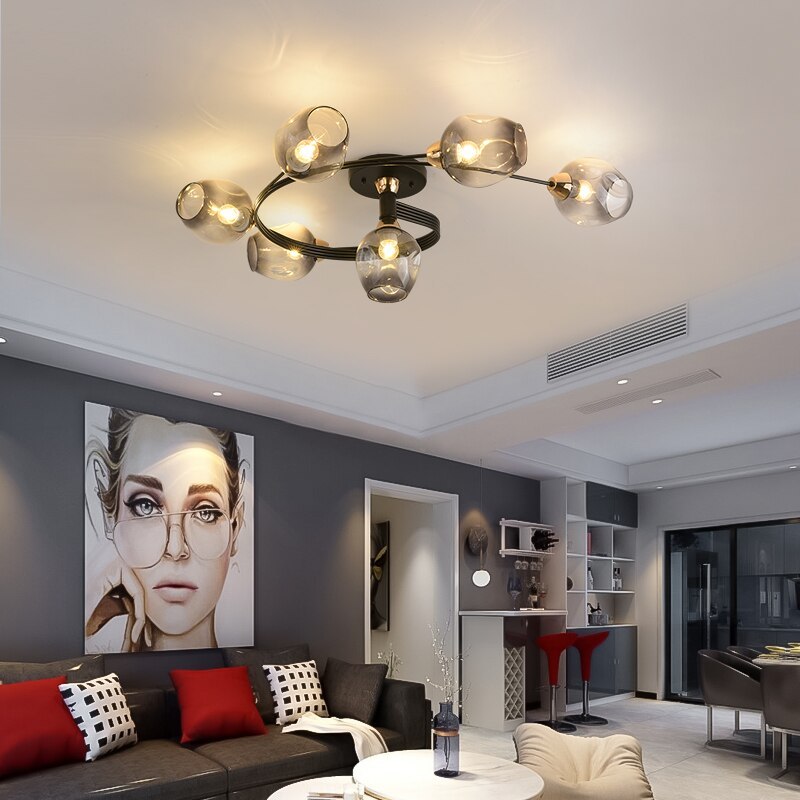Nordic LED Ceiling Chandelier – Modern Glass Retro Pendant Lamp