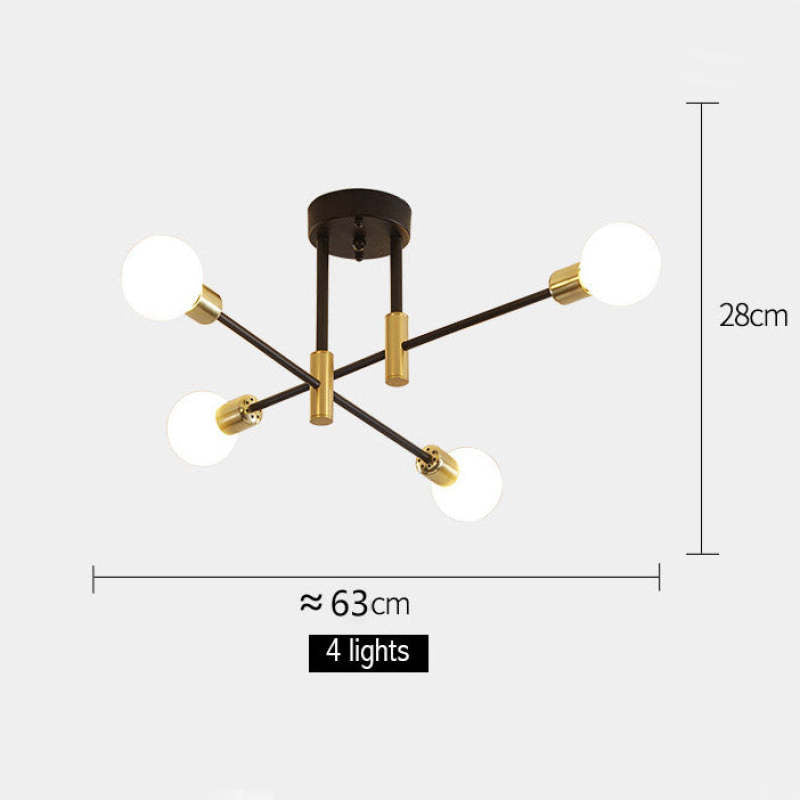 Valentina Retro Satellite Metal Ceiling Light – Black/Gold, 4/6/8 Heads