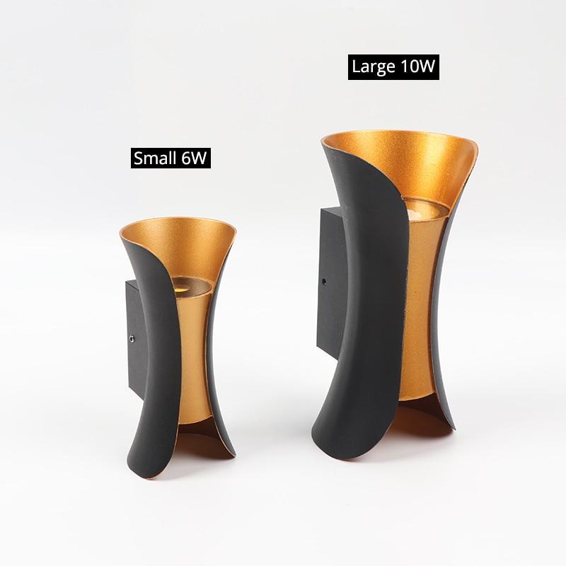 IP65 Outdoor Curved LED Wall Light – 6-10W Metal & Acrylic Finish