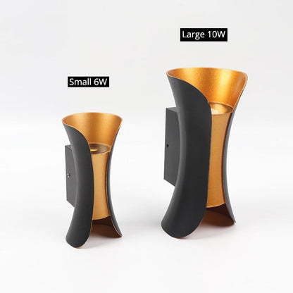 IP65 Outdoor Curved LED Wall Light – 6-10W Metal & Acrylic Finish