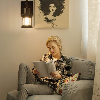 Country Industrial Retro Wall Lamp – Glass Shade, E27 Socket