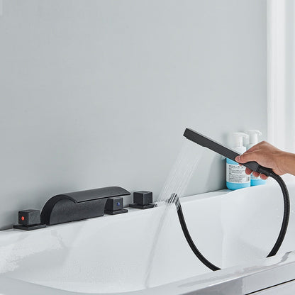 5pc Widespread Bath Tub Sink Faucet Waterfall Faucet Shower Mixer Set-Shower Faucet-Index Bath