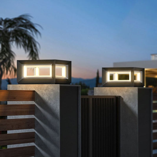Riley LED Cube Outdoor Pillar Light – Solar/Hardwired (10-16")