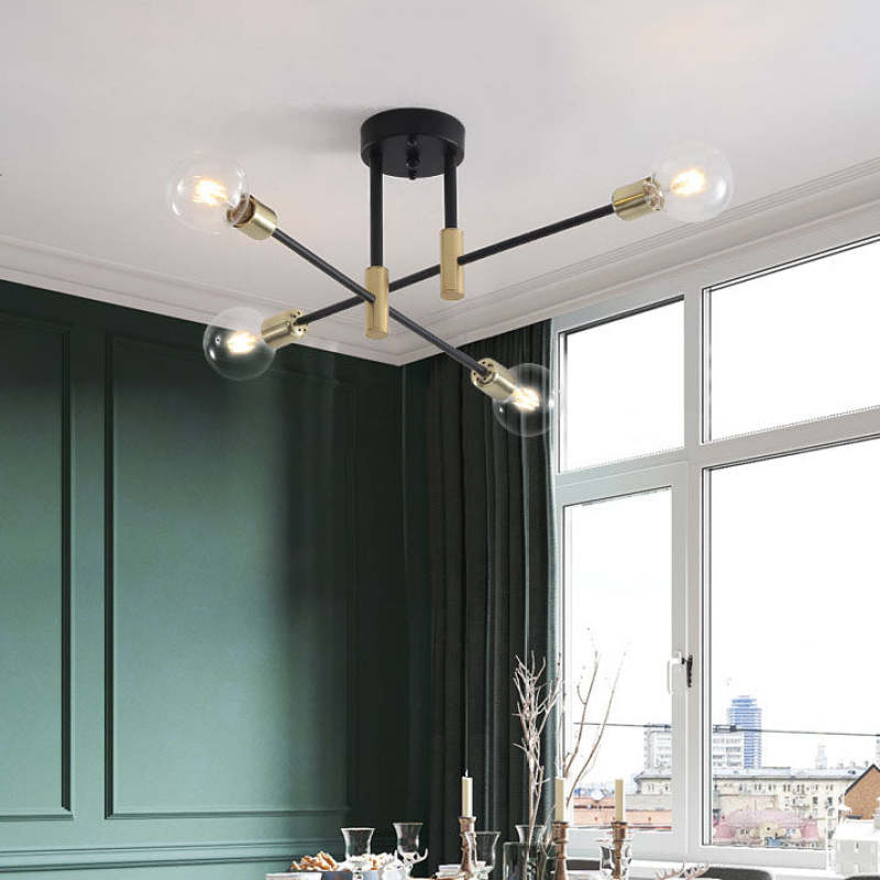 Valentina Retro Satellite Metal Ceiling Light – Black/Gold, 4/6/8 Heads