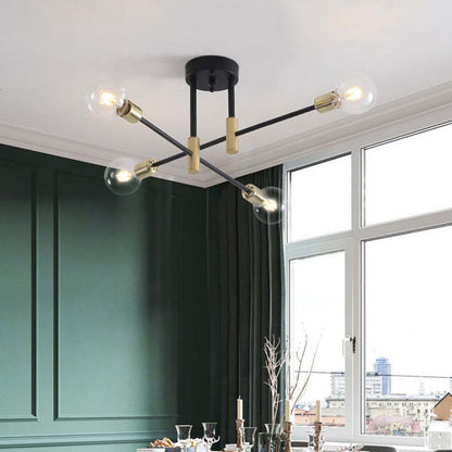 Valentina Retro Satellite Metal Ceiling Light – Black/Gold, 4/6/8 Heads
