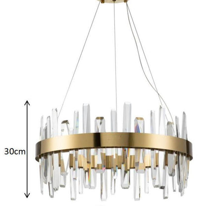 Modern Crystal Chandelier – LED Gold Plated, Adjustable Pendant