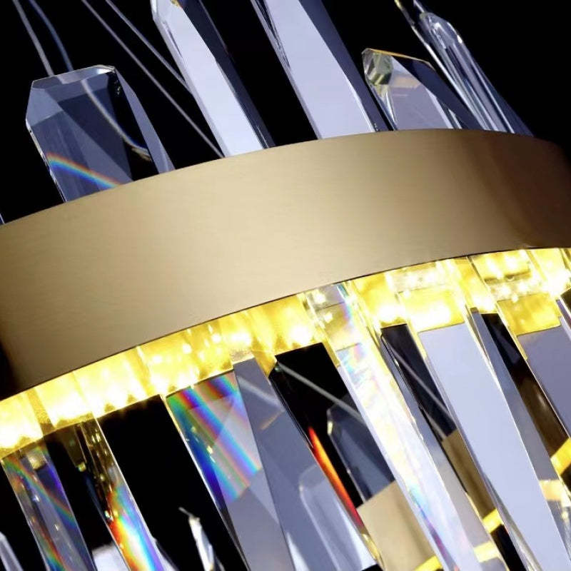 Modern Crystal Chandelier – LED Gold Plated, Adjustable Pendant