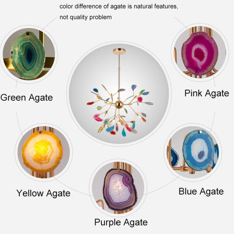 Aurora Gemstone Agate Colourful Chandelier for Bedroom and Living Room