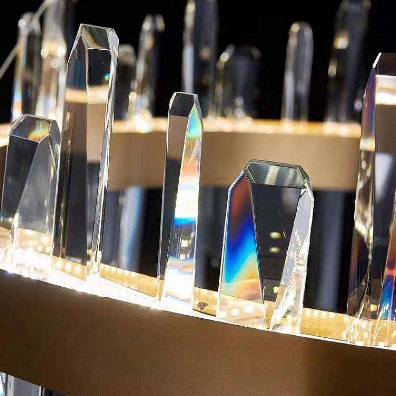 Modern Crystal Chandelier – LED Gold Plated, Adjustable Pendant