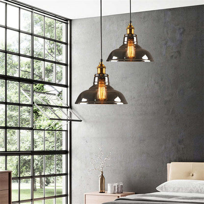 Industrial Glass Pendant Light – Adjustable Hanging Ceiling Lamp (E27)