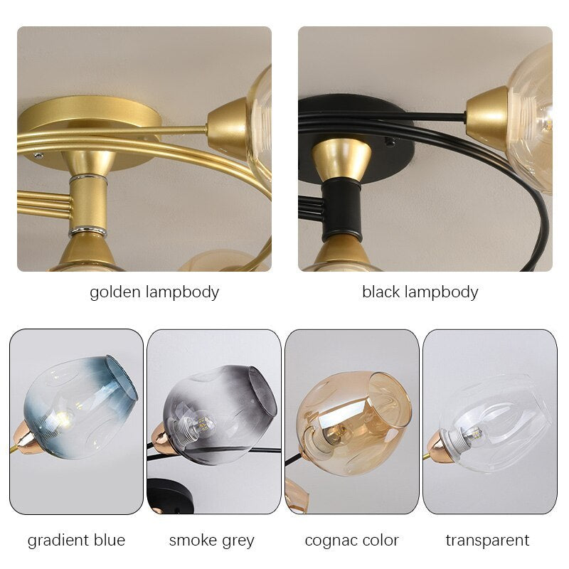 Nordic LED Ceiling Chandelier – Modern Glass Retro Pendant Lamp