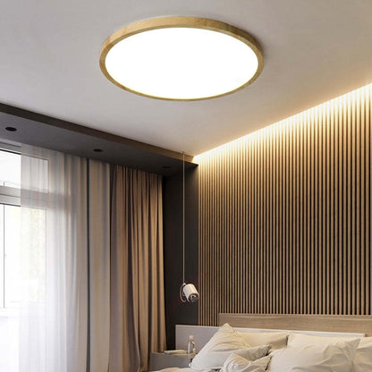 Ozawa Modern Wood Round Flush Mount Ceiling Light – 4 Sizes