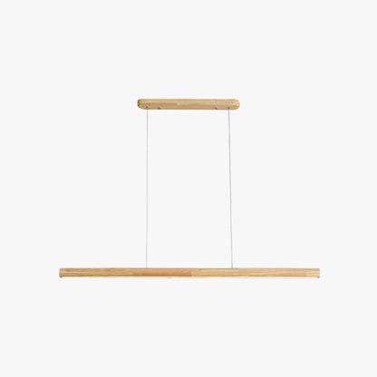 Scandinavian Wood Linear Pendant Light With Warm LED Glow