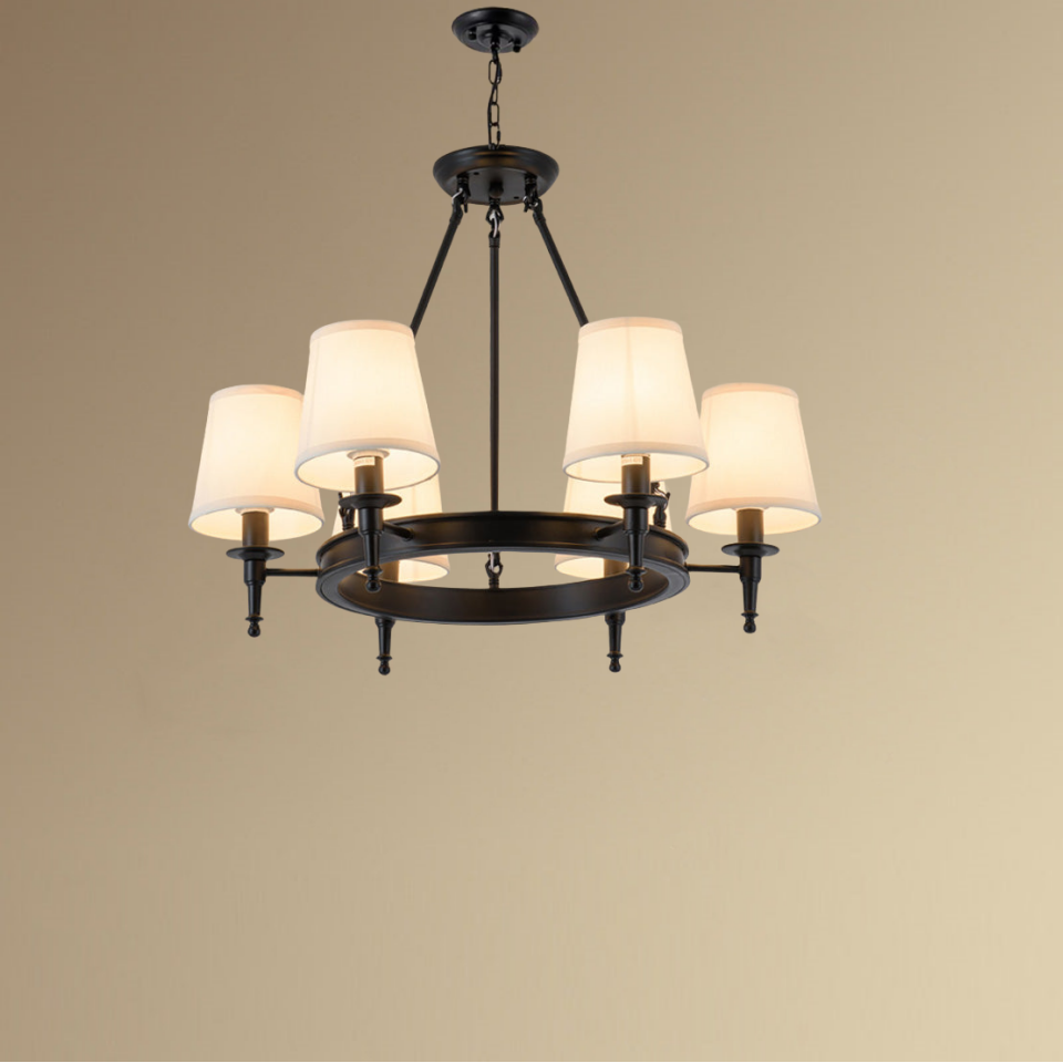 Vintage Ring Chandelier – Fabric Shade Ceiling Light