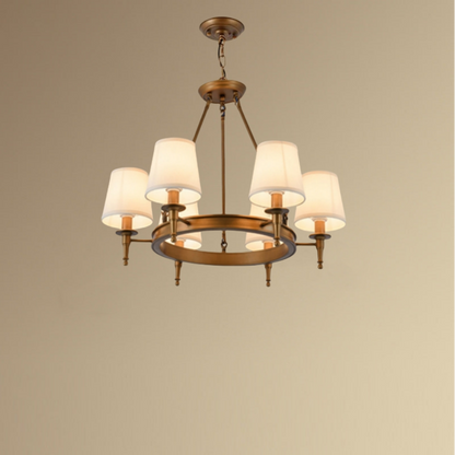 Vintage Ring Chandelier – Fabric Shade Ceiling Light