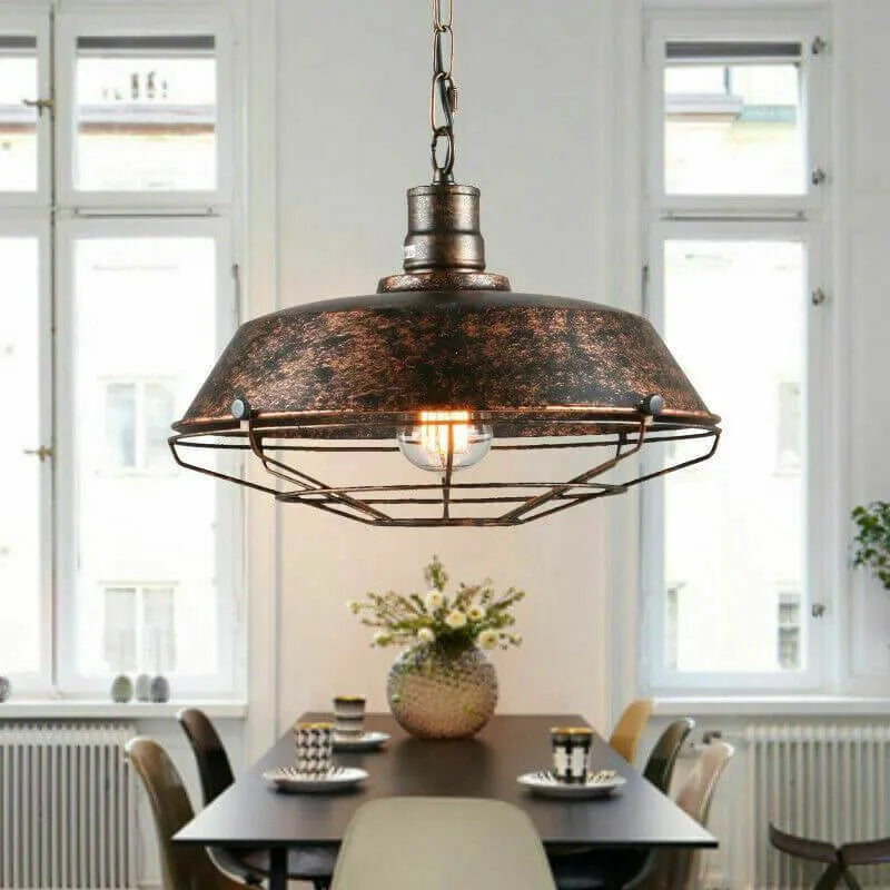 Rustic Industrial E27 Pendant Lamp Shade – Black or Rust Finish