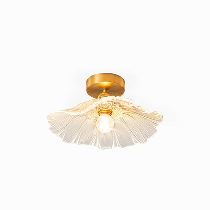 Carins Art Deco Flower Glass Flush Mount Ceiling Light – Clear/Green