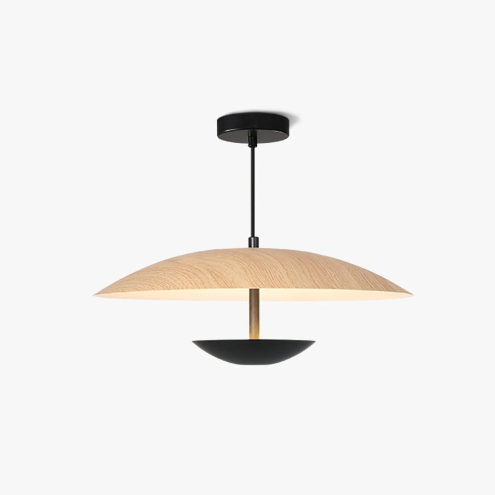 Carins Nordic LED Frisbee Pendant Light – Wood/Brown, 13.8/17.7"