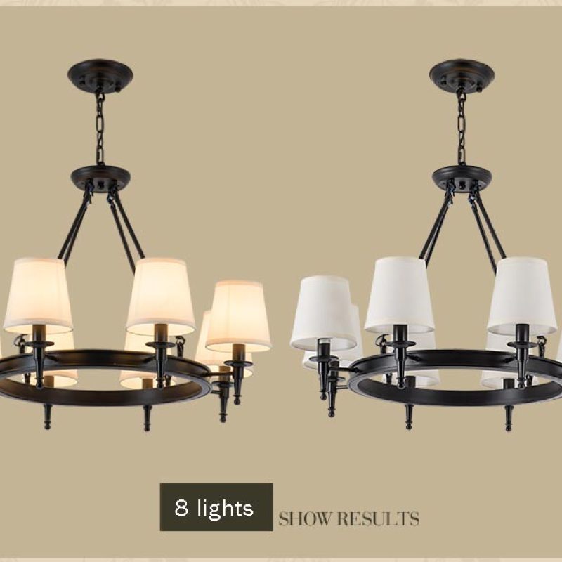 Vintage Ring Chandelier – Fabric Shade Ceiling Light