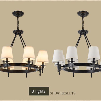 Vintage Ring Chandelier – Fabric Shade Ceiling Light