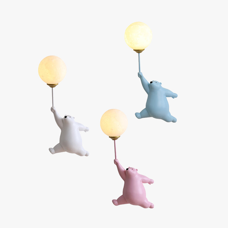 Fateh Bear Balloon Ceiling Light – LED Flush Mount, 3 Colours