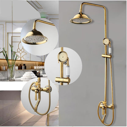 Shower Faucet - 8" Bathroom Rainfall Shower Faucet Set Solid Brass Single Shower Mixer Tap