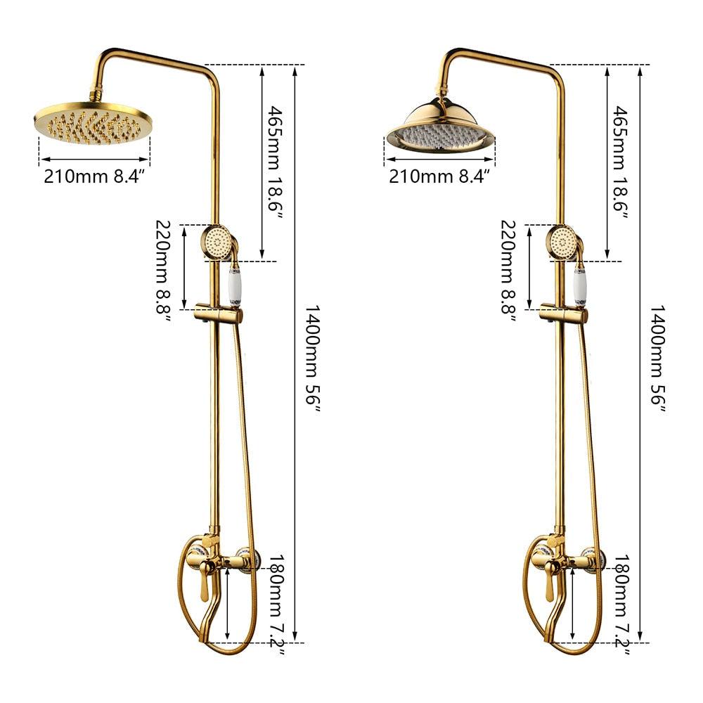 Shower Faucet - 8" Bathroom Rainfall Shower Faucet Set Solid Brass Single Shower Mixer Tap
