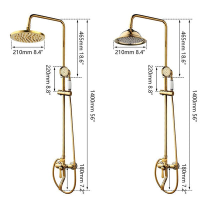 Shower Faucet - 8" Bathroom Rainfall Shower Faucet Set Solid Brass Single Shower Mixer Tap