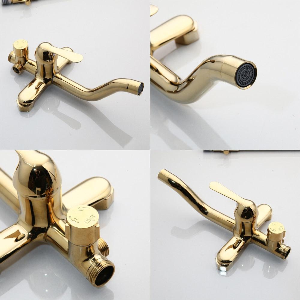 Shower Faucet - 8" Bathroom Rainfall Shower Faucet Set Solid Brass Single Shower Mixer Tap