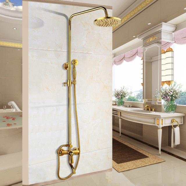 Shower Faucet - 8" Bathroom Rainfall Shower Faucet Set Solid Brass Single Shower Mixer Tap
