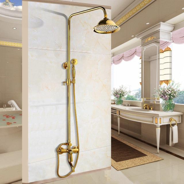 Shower Faucet - 8" Bathroom Rainfall Shower Faucet Set Solid Brass Single Shower Mixer Tap