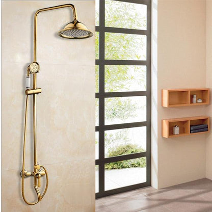 Shower Faucet - 8" Bathroom Rainfall Shower Faucet Set Solid Brass Single Shower Mixer Tap