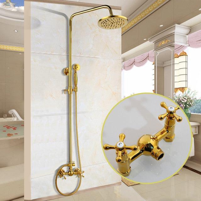 Shower Faucet - 8" Bathroom Rainfall Shower Faucet Set Solid Brass Single Shower Mixer Tap
