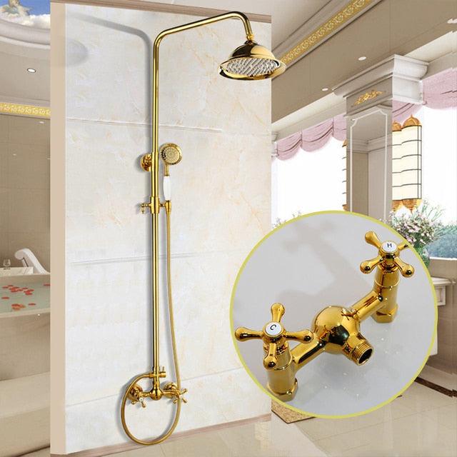 Shower Faucet - 8" Bathroom Rainfall Shower Faucet Set Solid Brass Single Shower Mixer Tap