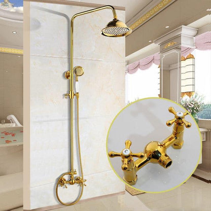 Shower Faucet - 8" Bathroom Rainfall Shower Faucet Set Solid Brass Single Shower Mixer Tap