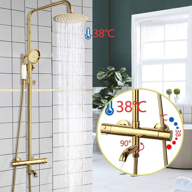 Shower Faucet - 8" Bathroom Rainfall Shower Faucet Set Solid Brass Single Shower Mixer Tap